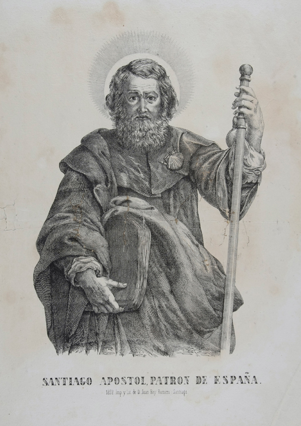 O Apóstolo Santiago. Gravado de J. Osterberger, 1852